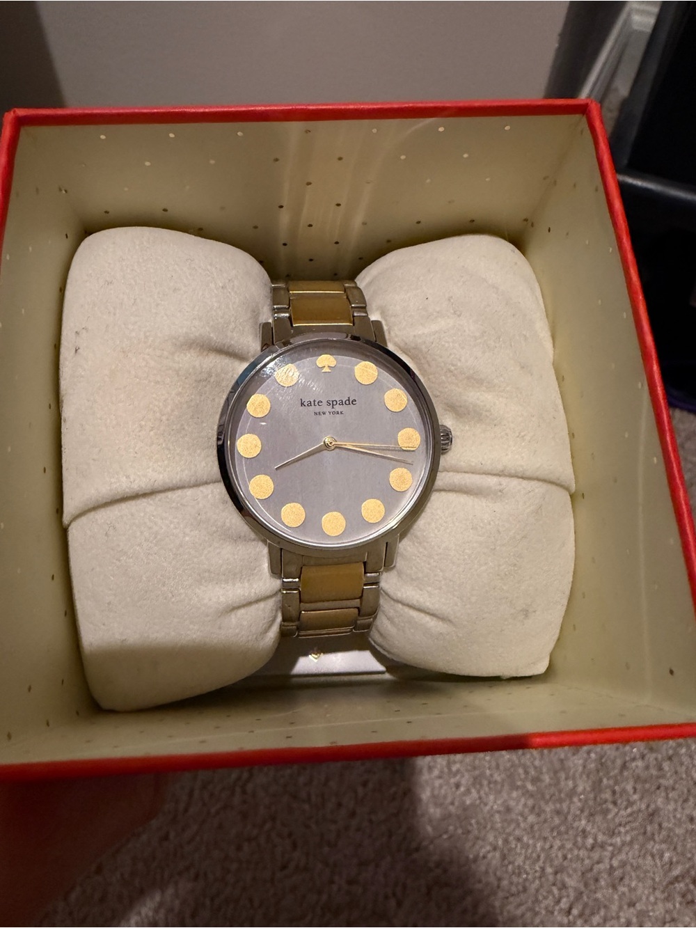 kate spade Two Tone Watch with Gold Dot Markers